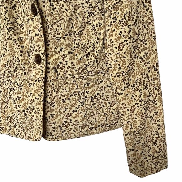 Sigrid Olsen Jacket Size 4 Very Fine Corduroy Brown Micro Floral‎ Button Pocket - Picture 6 of 7